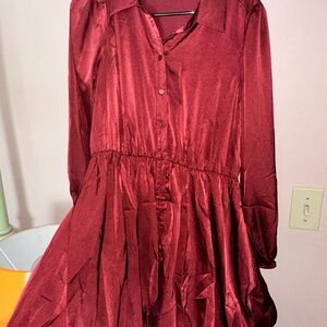 Elegant Burgundy Satin Dress